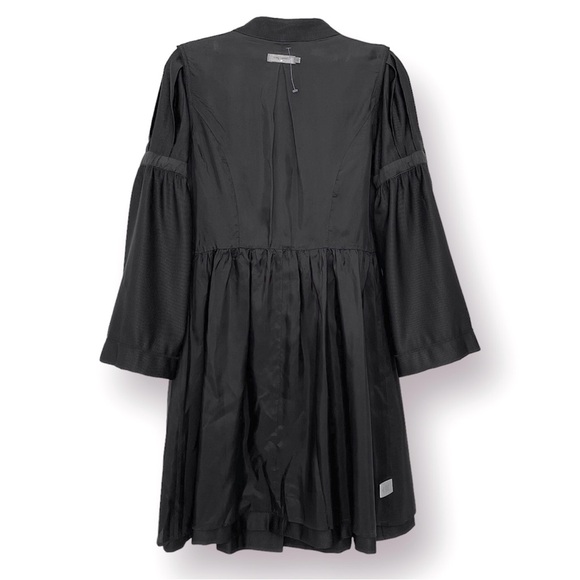 Oleg Cassini Cardigan Buttoned  Lined Trench Coat Dress Jacket Ribbed Satin - Picture 8 of 14